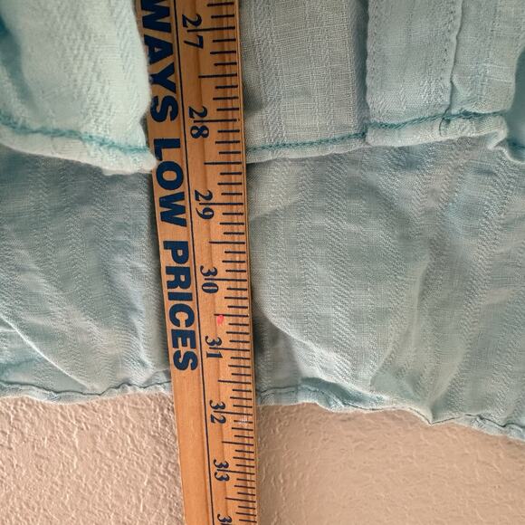 Caribbean Blue Linen & Rayon Tonal Long Sleeve Collar Shirt XL - Picture 7 of 7